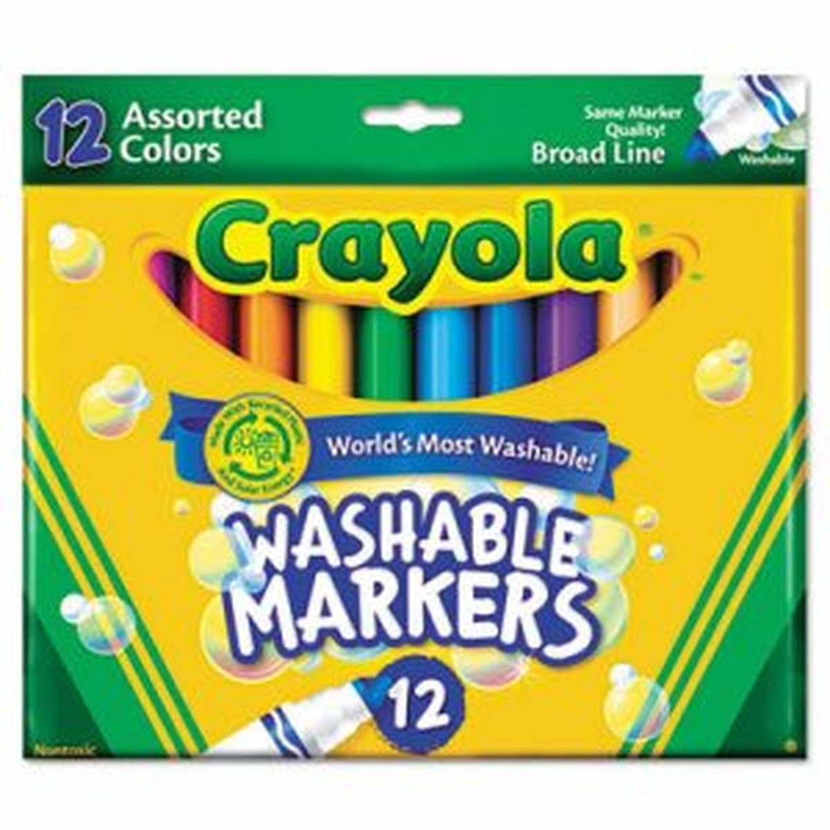 Ultra-Clean Markers, Broad Line, Assorted Colors, 12 Count