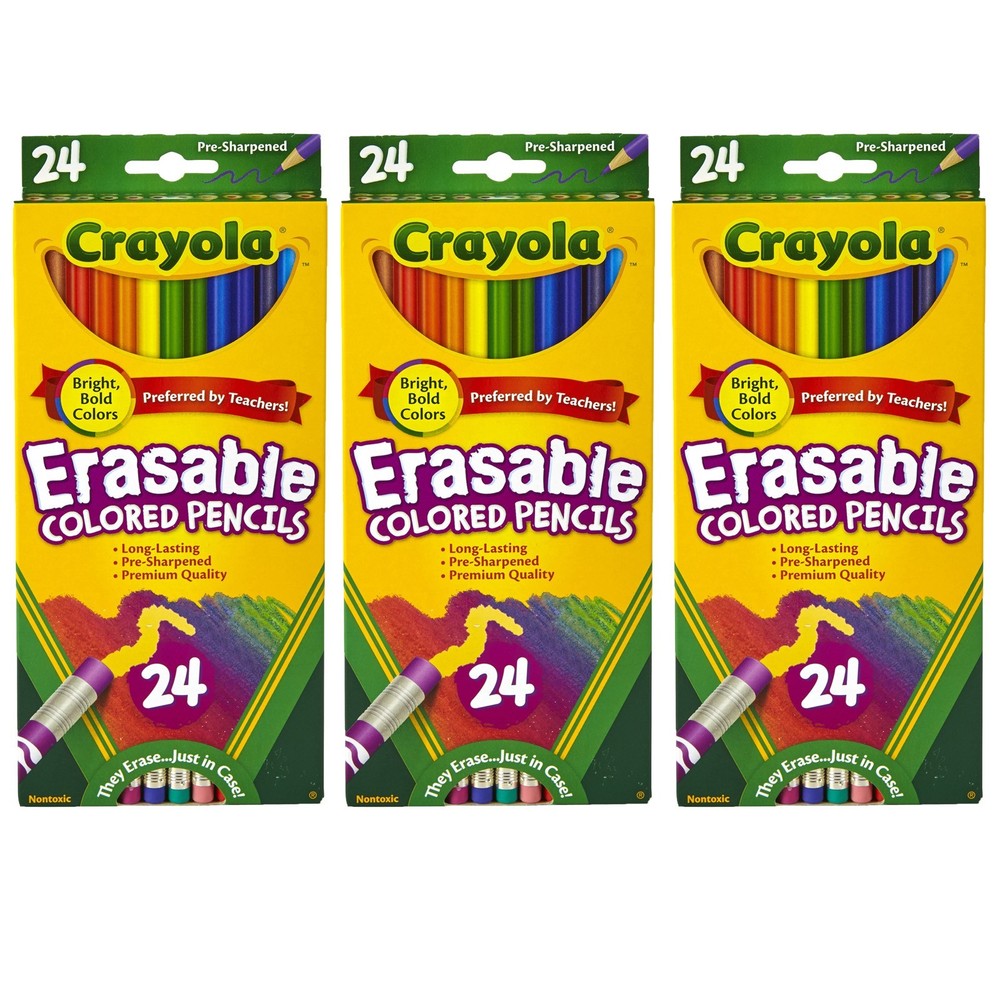 Erasable Colored Pencils, 24 Per Box, 3 Boxes
