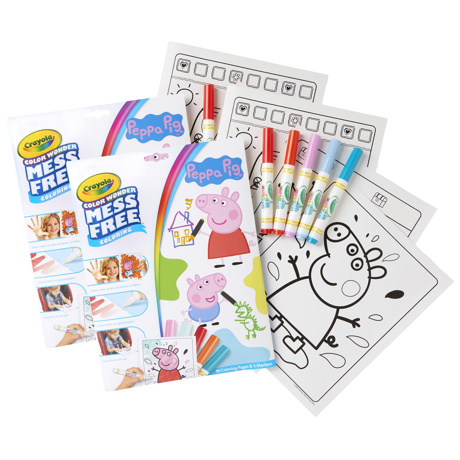 Color Wonder Mess Free Coloring Pad & Markers, Peppa Pig, 2 Sets