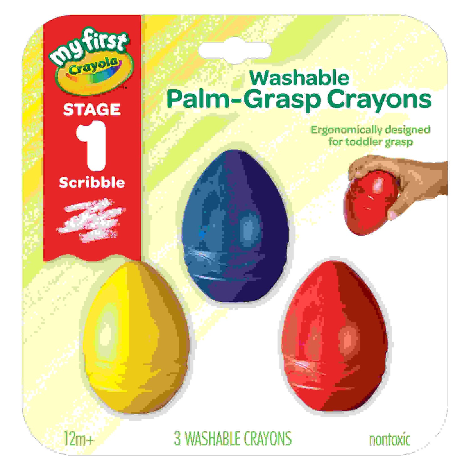 My First Crayola Washable Palm-Grasp Crayons, Pack of 3