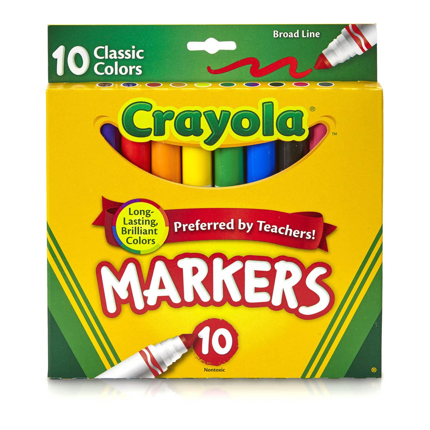 Broad Line Markers, Classic Colors, Pack of 10