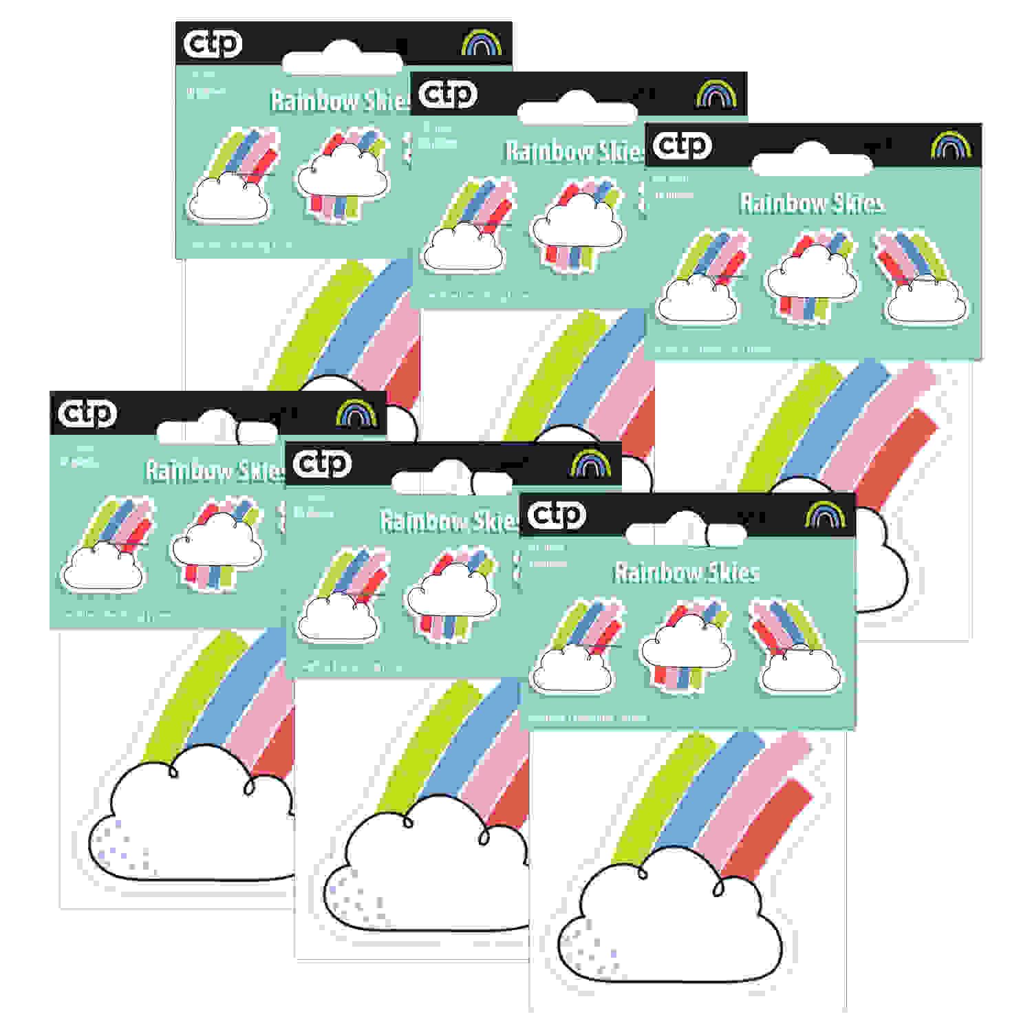 Rainbow Skies 3" Designer Cut-Outs, 36 Per Pack, 6 Packs