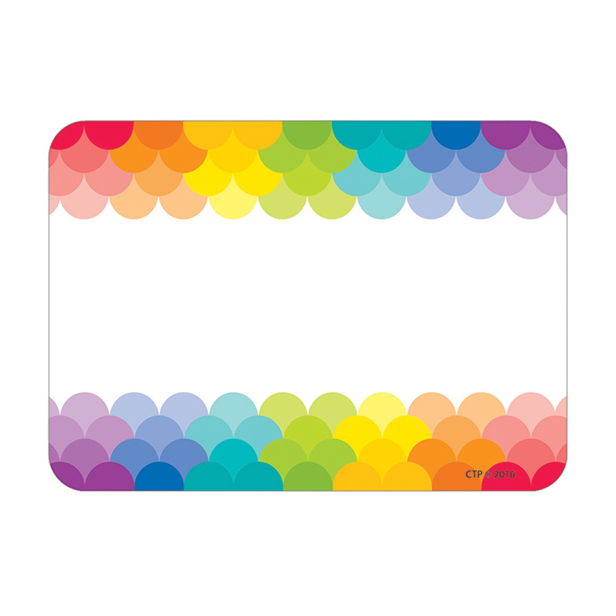 Painted Palette Rainbow Scallops Name Tag Labels, 36/Pack