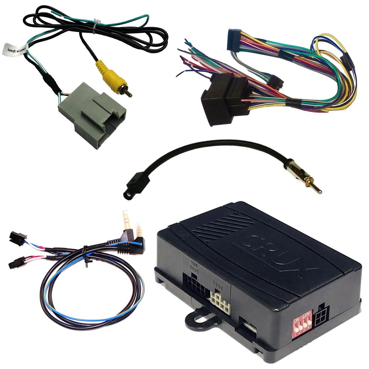 Crux Radio Replacement Interface with SWC and factory RVC Retention for '10-'17 GM LAN 29 Bit Vehicl
