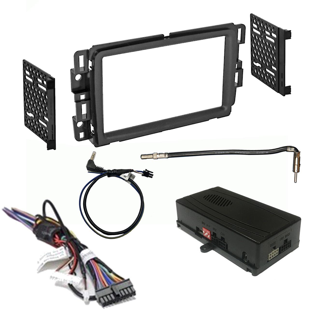 Crux OnStar Radio Replacement Interface w/ SWC Retention Video Switcher & D. Din Dash Kit - Select