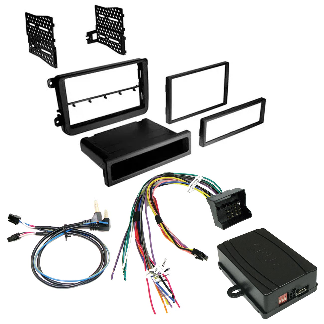 Crux Radio Replacement with Steering Wheel Control Retention and Dash Kit for Select VW Vehicles