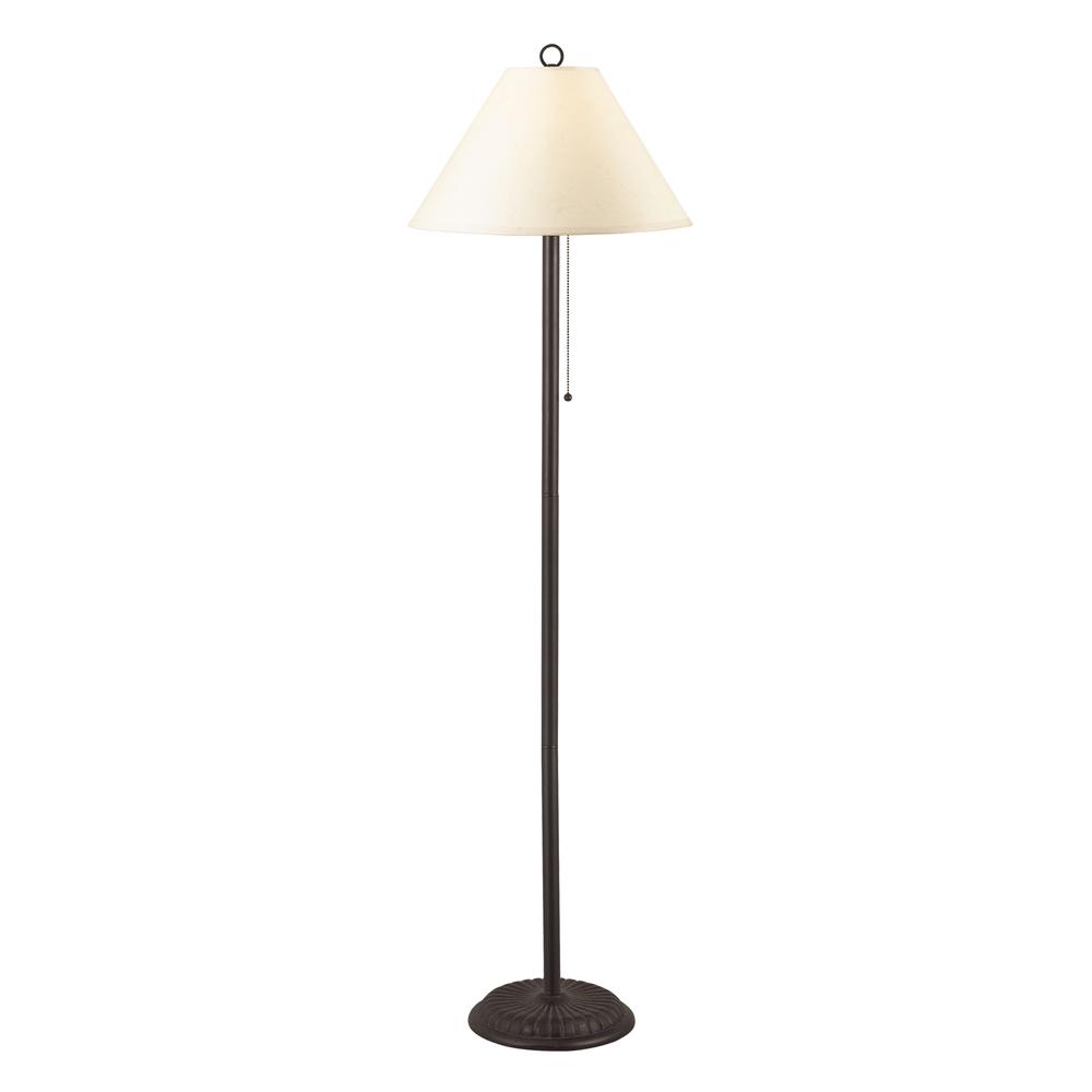 Popelin Incandescent Floor Lamp in Black with Transitional White Fabric Shade