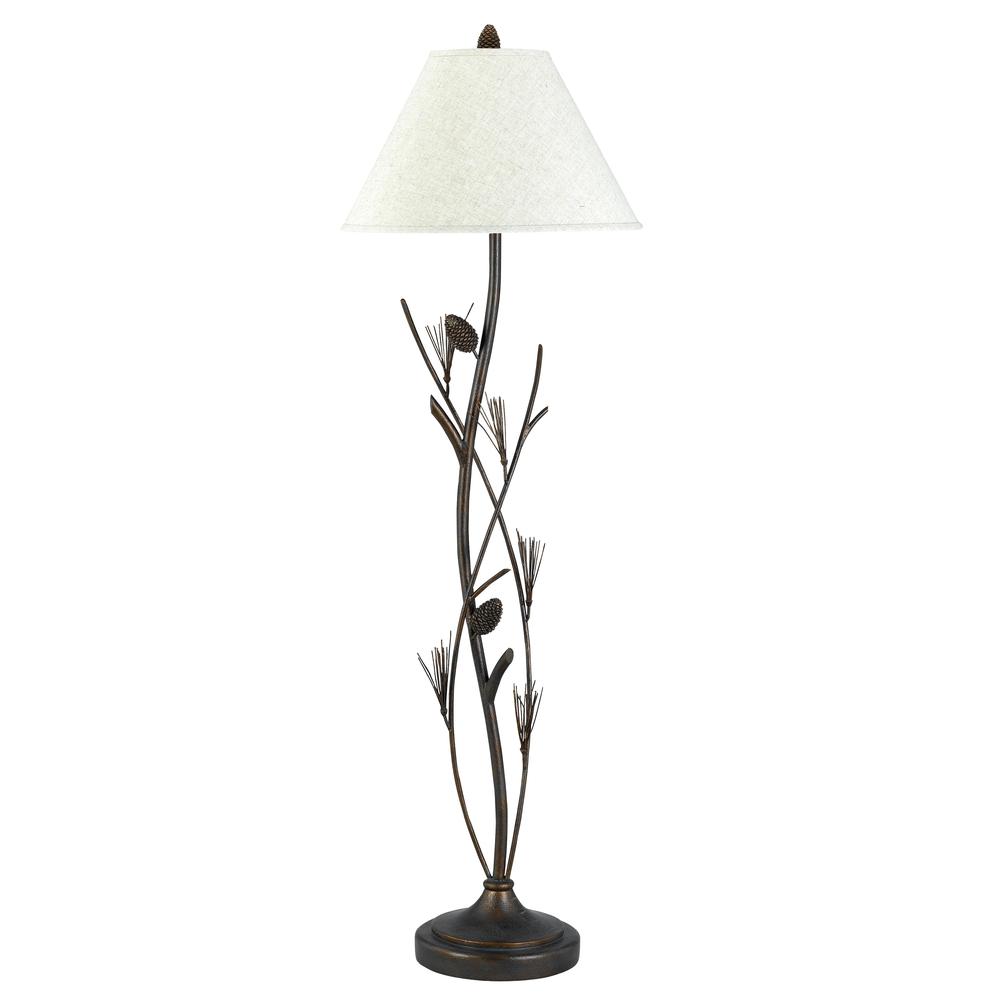Amilia Incandescent Floor Lamp in Willow with Contemporary White Fabric Shade