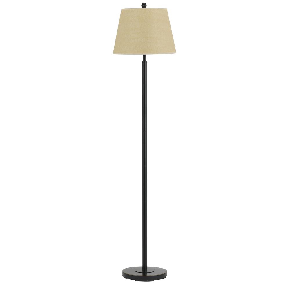 Andros Incandescent Floor Lamp in Dark Bronze with Transitional Beige Fabric Shade
