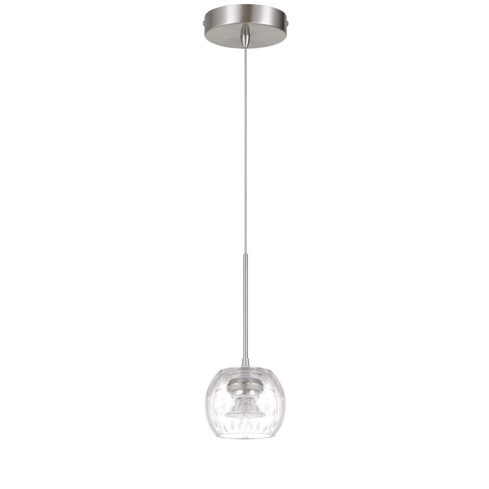 Ithaca 3000K, 8W, 700 Lumen, 90 CRI Dimmable LED Glass Mini Pendant With Clear Bulbbed Glass