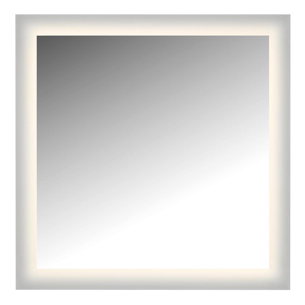 LED Lighted Mirror Wall Glow Style With Frosted Glass To The Edge, 36" X 36" With Easy Cleat System