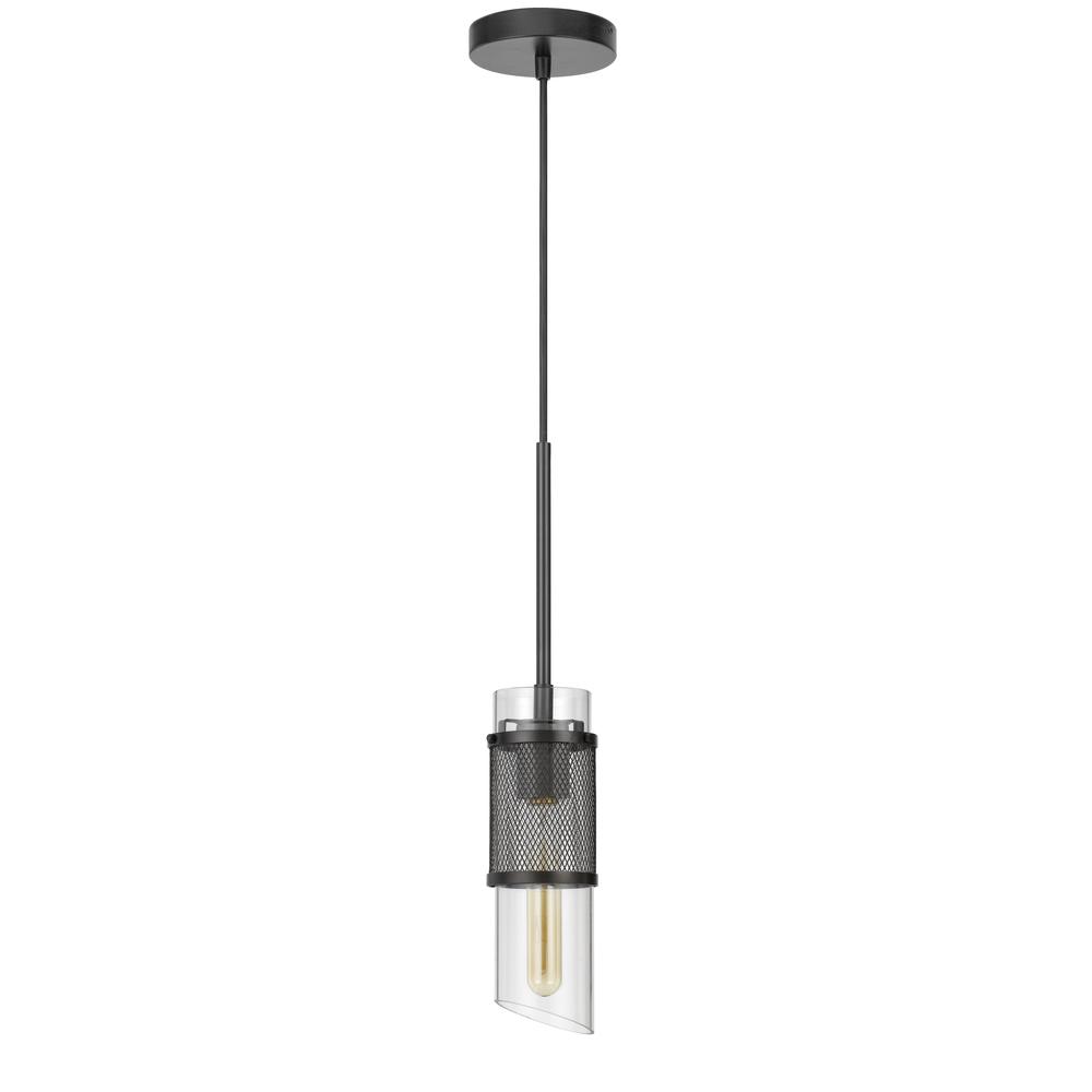 60W Savona double layer glass/metal mini pendant with mesh metal shade. (Edison bulb NOT included), Black