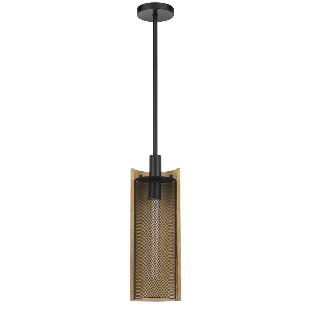 Wigan robber wood drop pendant with mesh shade