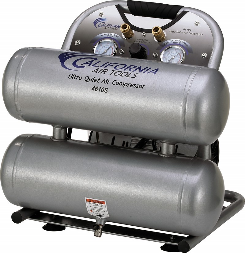 California Air Tools 4610S Ultra Quiet & Oil-Free 1.0 Hp, 4.6 Gal. Steel Twin Tank Electric Portable Air Compressor