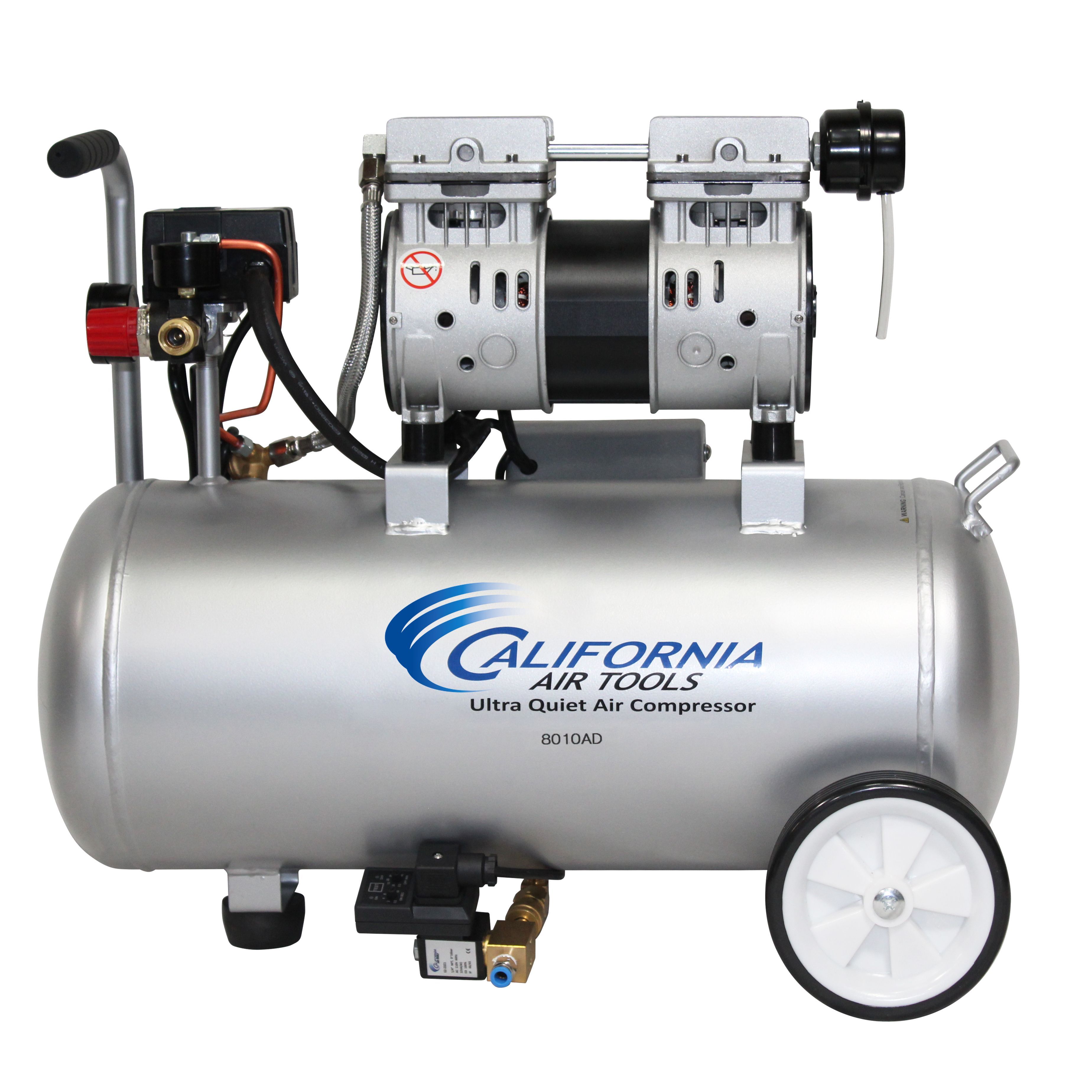 California Air Tools 8010AD Ultra Quiet & Oil-Free 1.0 Hp, 8.0 Gal. Steel Tank Air Compressor w/Auto Drain