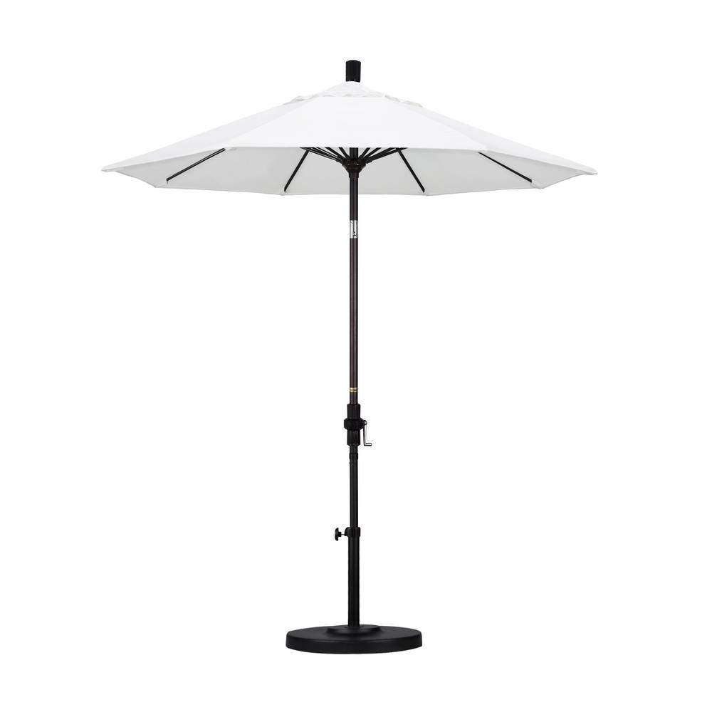 Sun Master Series 7.5Ft Alum/Fiberglass Crank Collar Tilt Market Umbrella In Natural Sunbrella