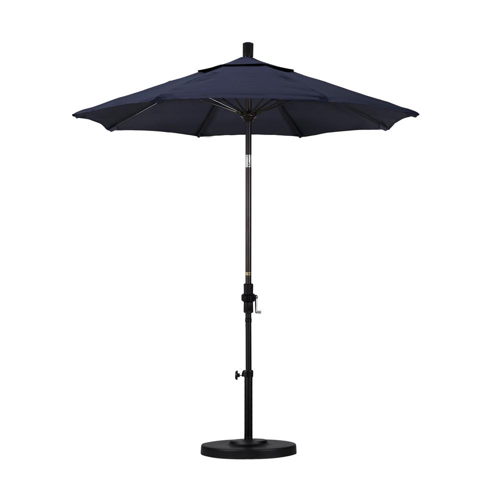 Sun Master Series 7.5Ft Alum/Fiberglass Crank Collar Tilt Market Umbrella In Navy Blue Sunbrella
