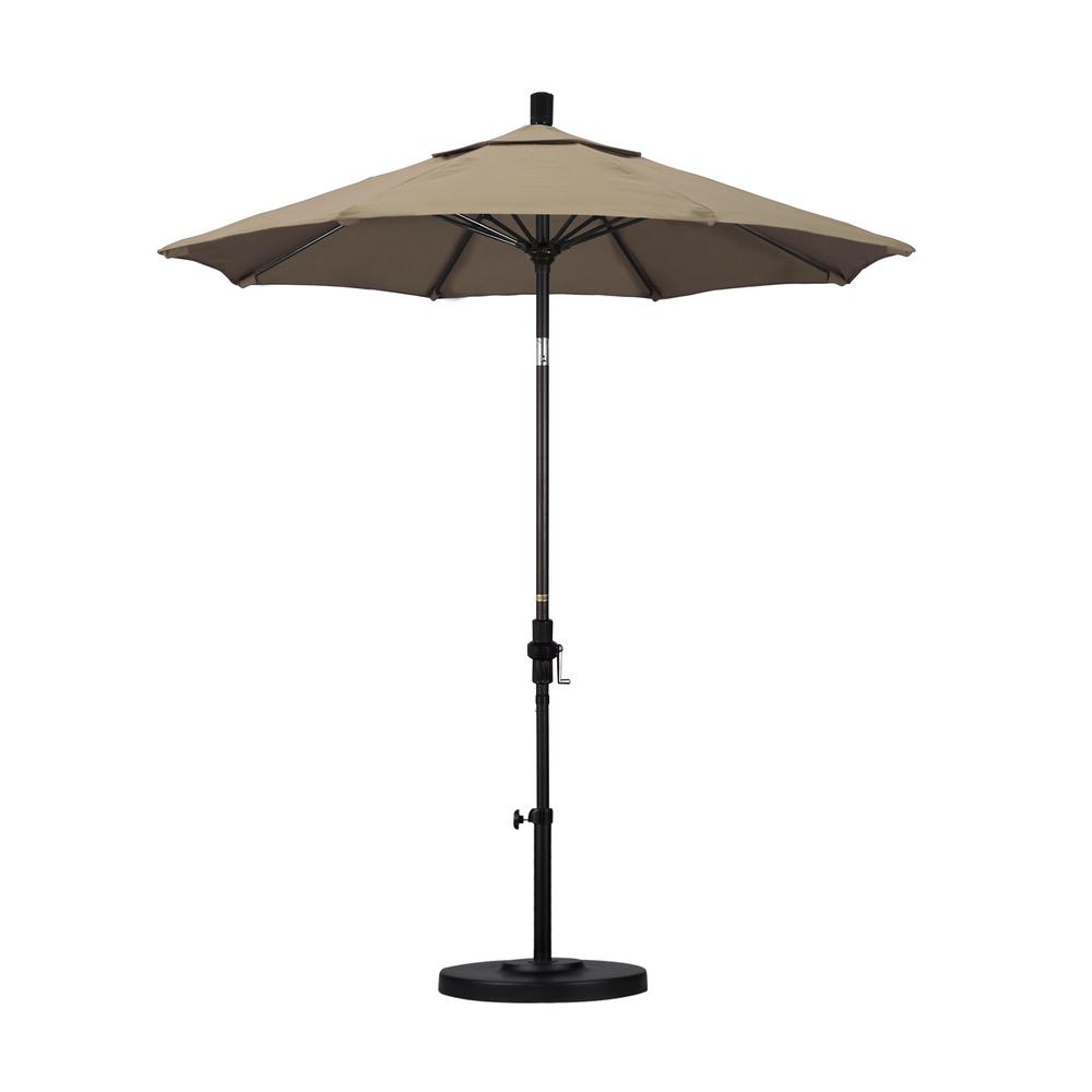 Sun Master Series 7.5Ft Alum/Fiberglass Crank Collar Tilt Market Umbrella In Taupe Sunbrella
