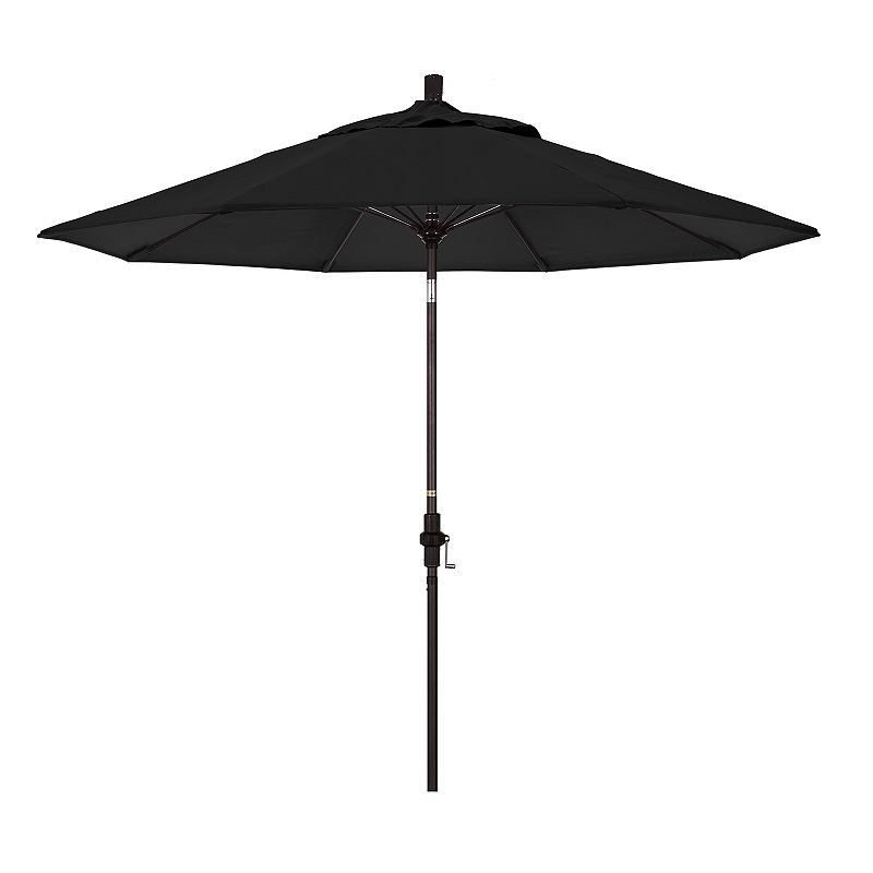 Sun Master Series 9Ft Alum/Fiberglass Crank Collar Tilt Market Umbrella In Black Sunbrella