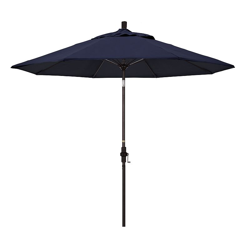 Sun Master Series 9Ft Alum/Fiberglass Crank Collar Tilt Market Umbrella In Navy Blue Sunbrella