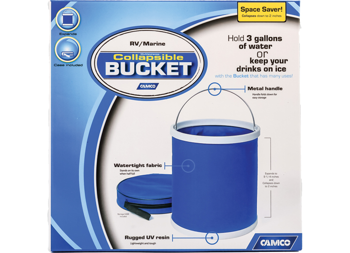 Collapsible Bucket, Blue & White