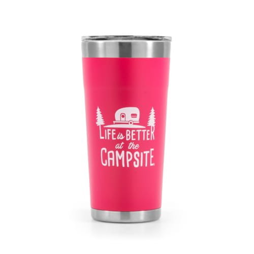 Life Is Better At The Campsite Tumbler, Painted Coral Pink, 20Oz