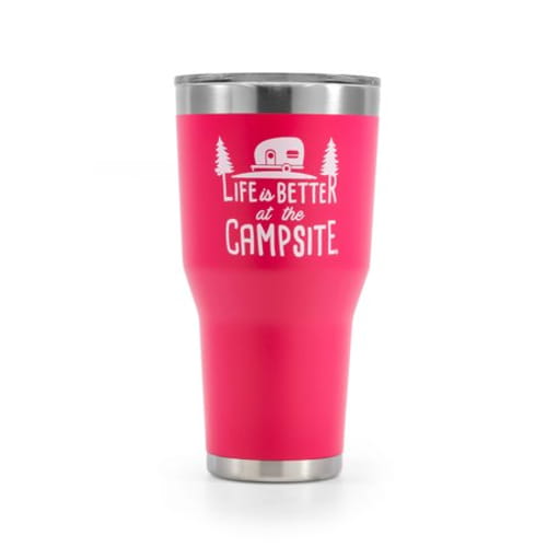 Life Is Better At The Campsite Tumbler, Painted Coral Pink, 30Oz