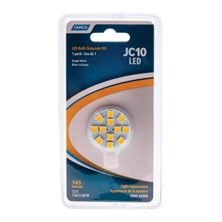 LED - JC10 BI-PIN (G4 CHIP) 12-LED 165LM, BRIGHT WHITE (1PK)