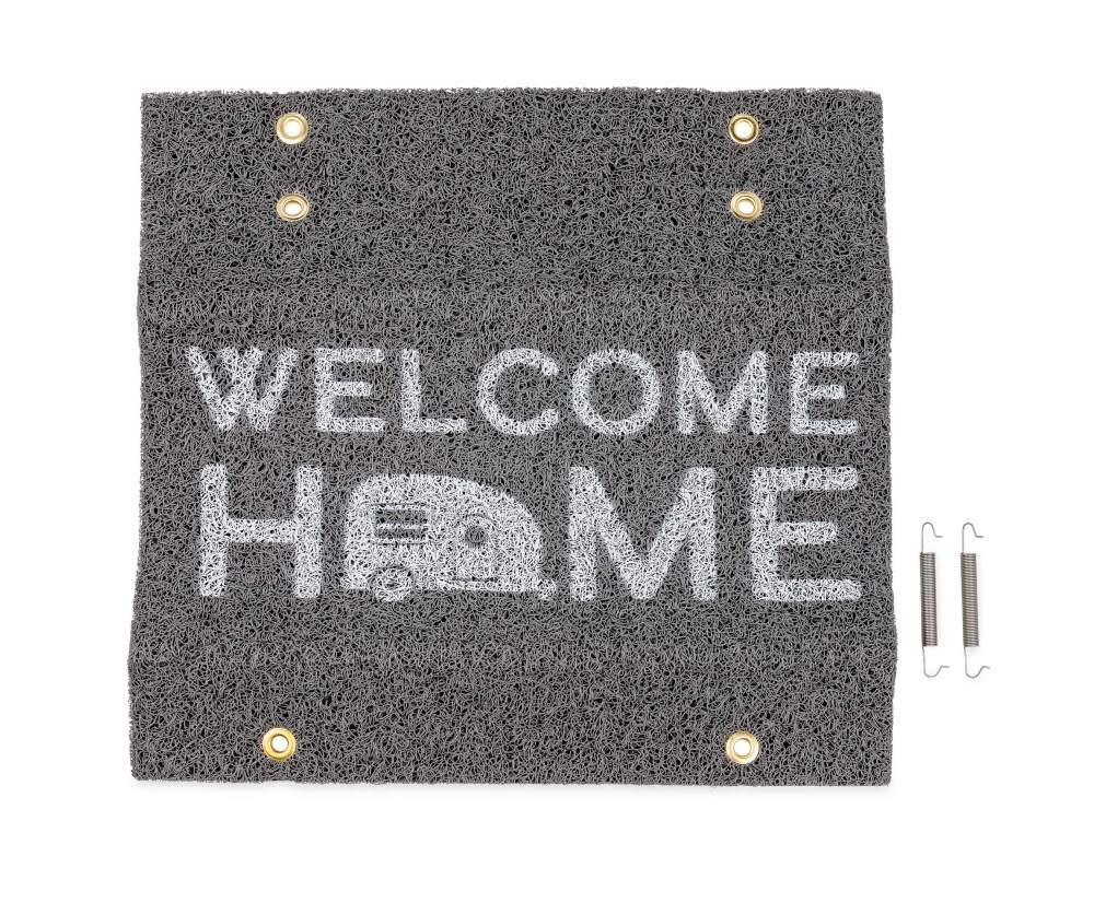 LIFE IS BETTER AT THE CAMPSITESTEP RUG PVC SCRUB 17.5IN X 18IN GRAY WELCOME HOME
