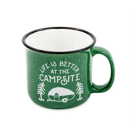 LIFE IS BETTER AT THE CAMPSITE MUG SPECKLED GREEN 14OZ