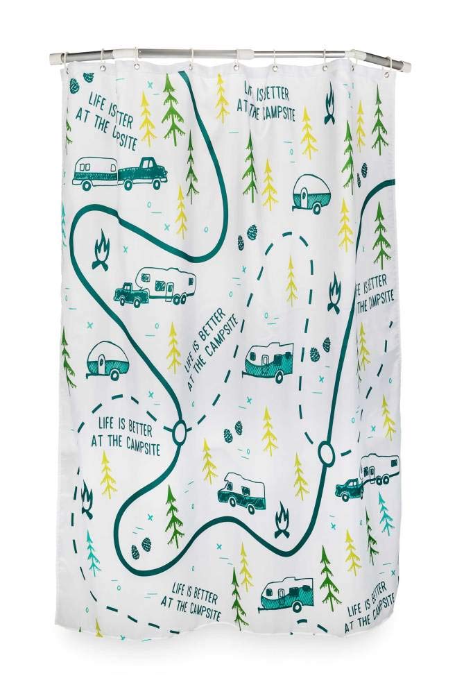 LIFE IS BETTER AT THE CAMPSITE  SHOWER CURTAIN MAP DESIGN