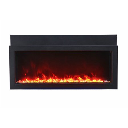 Smart 40? Extra Slim Indoor or Outdoor Electric Built-In only Electric Fireplace with black steel surround