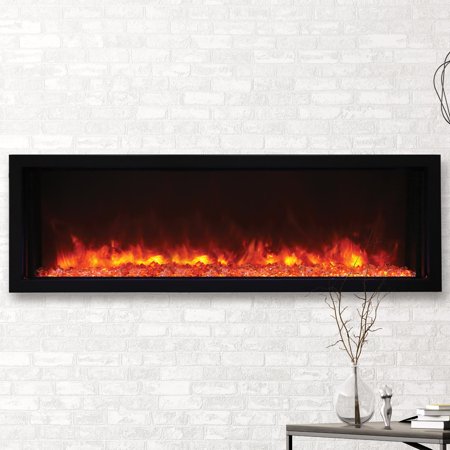 Smart 50? Extra Slim Indoor or Outdoor Electric Built-In only Electric Fireplace with black steel surround