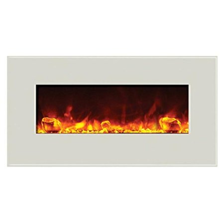 Smart 42" Clean face Electric Built-in with log and glass, black steel surround