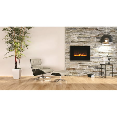 Smart 26" Flush Mount fireplace with Black Glass Surround, Log set