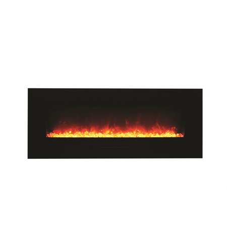 Smart 48" Flush Mount fireplace with Black Glass Surround, Log set