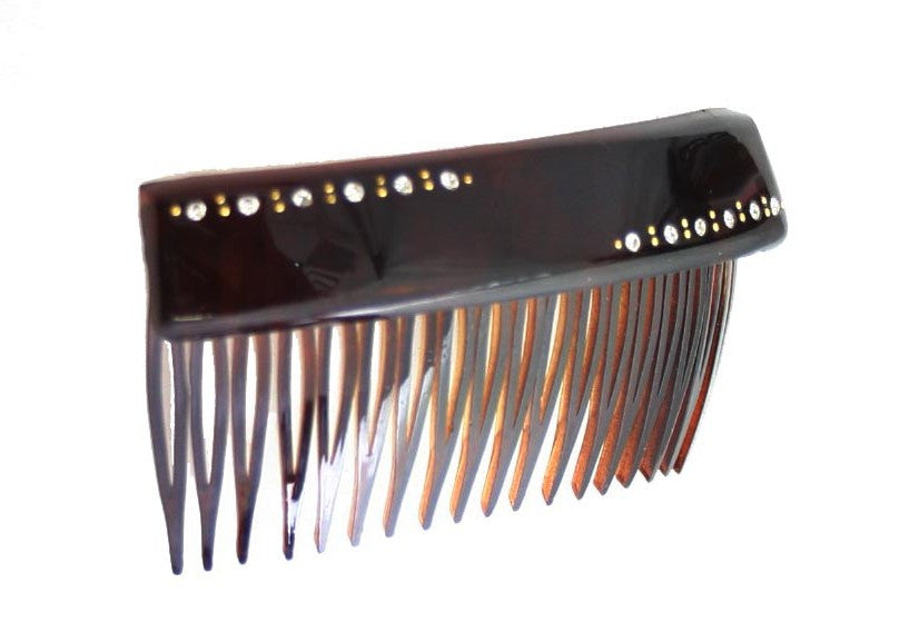 Lip Back Comb with Crystal Stones (in Tortoise Shell) - Line No Black Blank Card