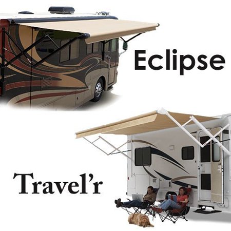 ECLIPSE 17'L X 8'EXT. TEAL DUNE STRIPED VINYL POWER PATIO AWNING