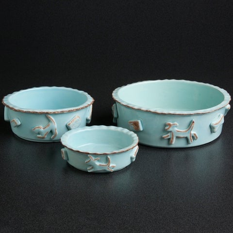 Carmel Ceramica Dog Food/Water Bowl - Medium Baby Blue