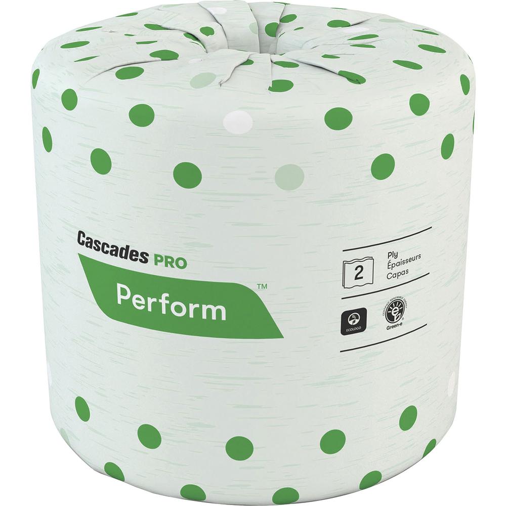Cascades PRO Perform Standard Toilet Paper - 2 Ply - 4" x 3.50" - 336 Sheets/Roll - White - Individually Wrapped, Soft, Strong -