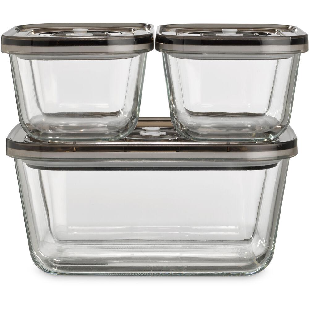 3 Piece Food Storage Containers (2-16oz containers, 1-1.5 Qt container)
