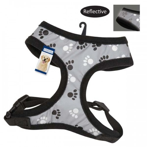 Casual Canine Reflective Pawprint Harnesses Small Black