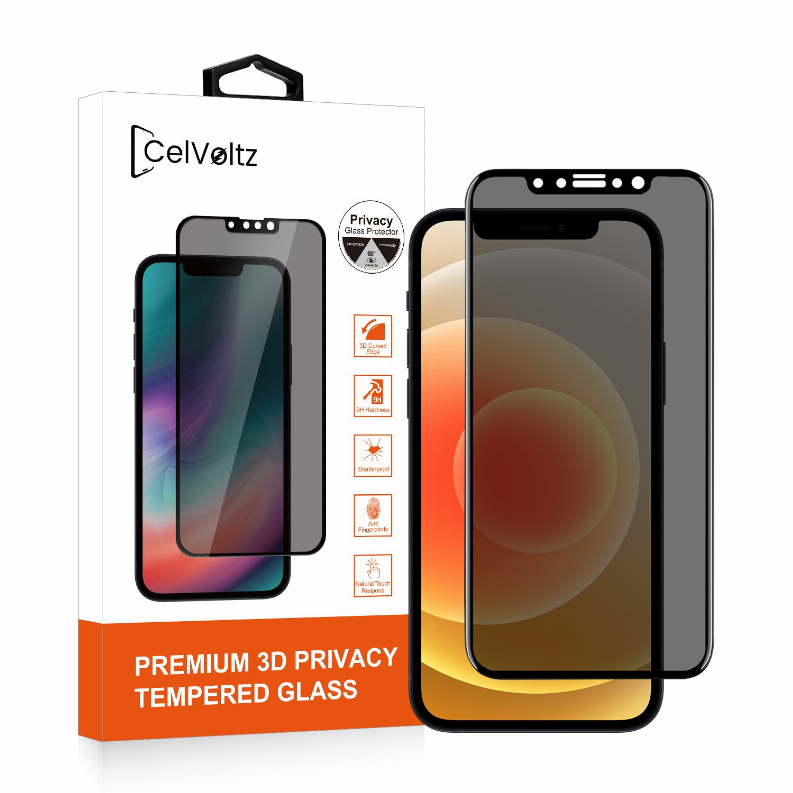 Celvoltz Privacy Tempered Glass Full Screen Protector For IPhone - iPhone 12 Mini