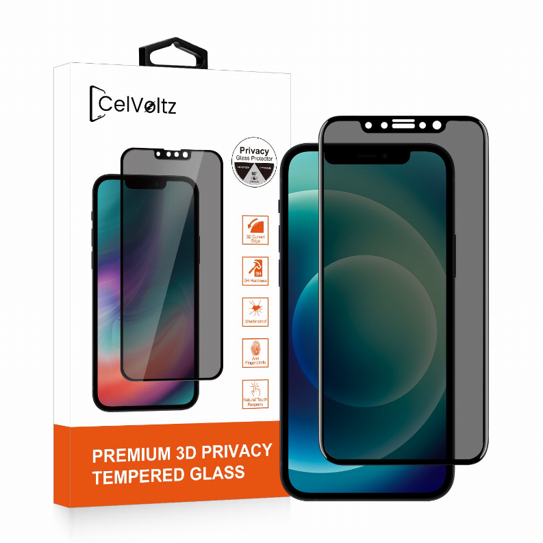 Celvoltz Privacy Tempered Glass Full Screen Protector For IPhone - iPhone 12 Pro
