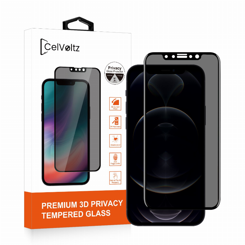 Celvoltz Privacy Tempered Glass Full Screen Protector For IPhone - iPhone 12 Pro Max