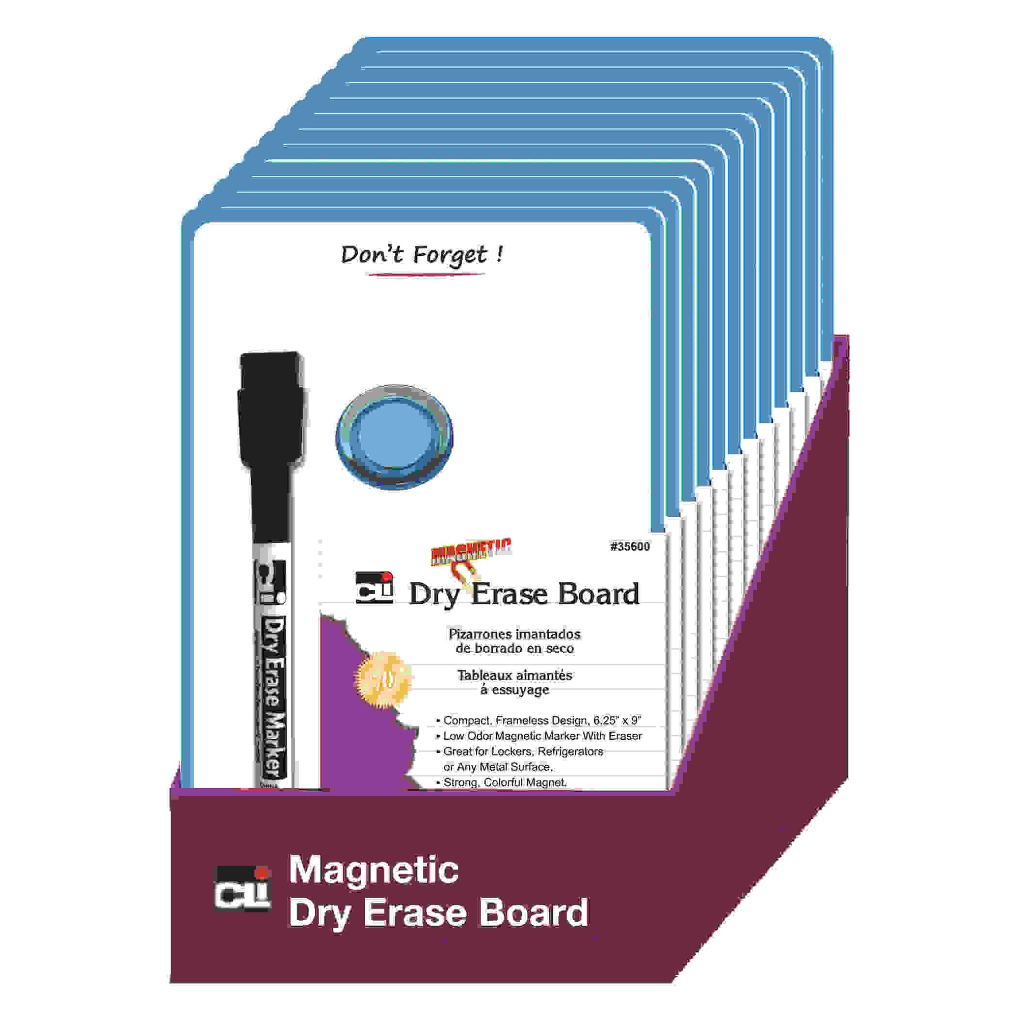 Mini Magnetic Dry Erase Board 12/St, Blue Frame