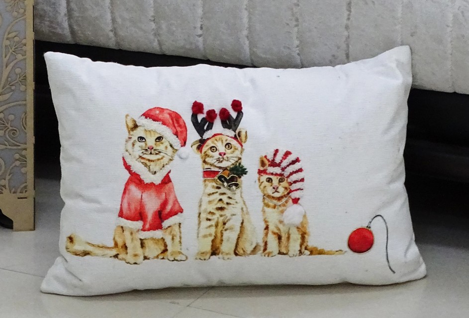 Chicos Home 14"x 20" Christmas Throw Pillow for couch- Cat Sisters