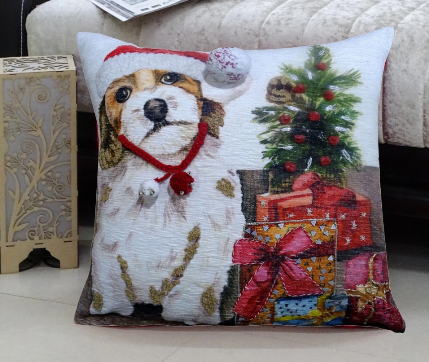 Chicos Home 20" x 20" Christmas Throw Pillow for couch-Dog
