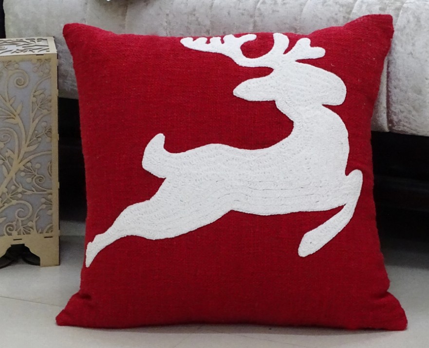 Chicos Home 20" x 20" Red Christmas Throw Pillow-Reindeer