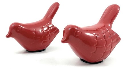 Vibhsa Bird Figurine of Health and Happiness Red (Set of 2, 3.5"L)